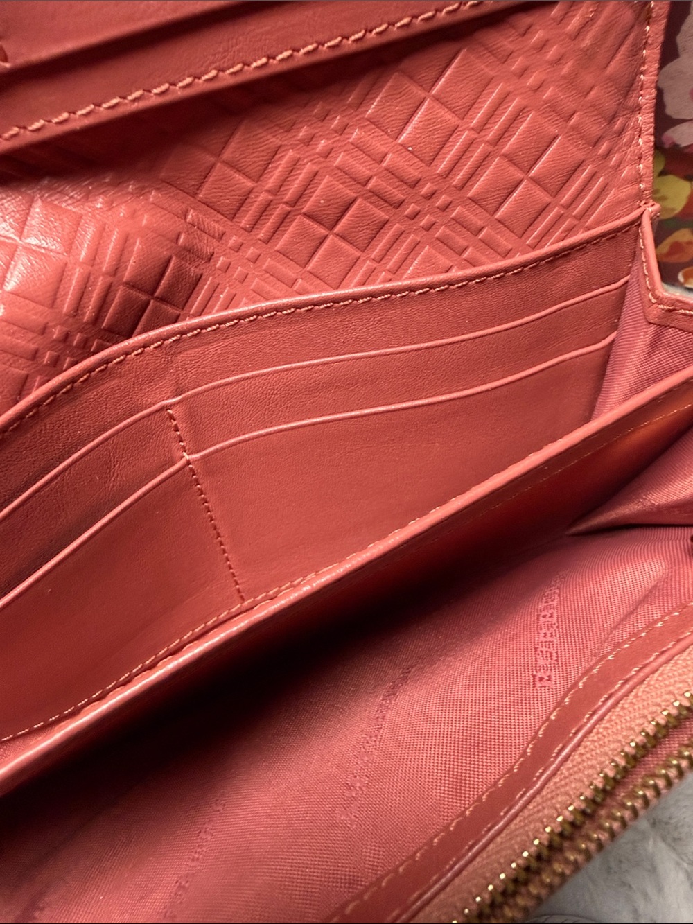 Burberry Coral-Pink Leather Continental Wallet - Picture 8 of 11
